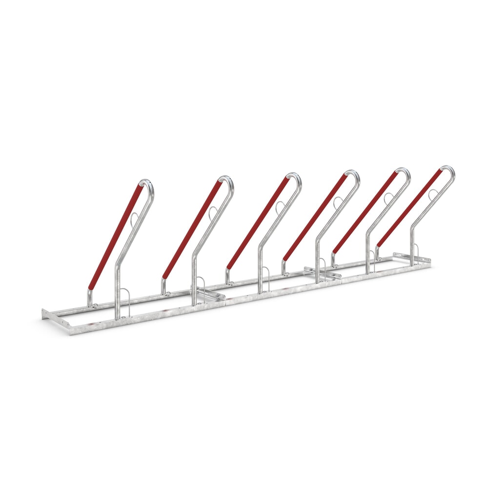 Produktabbildung Nr. 1: Fietsenrek wsm® 0500 XBF, voor keilboutbevestiging, thermisch verzinkt, 1-zijdige wielinzet, 6 plaatsen, wielafstand 500 mm