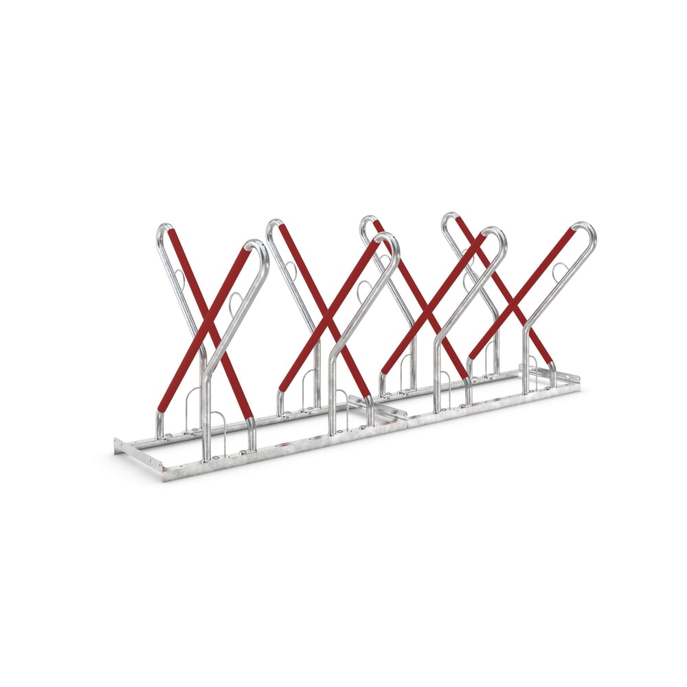 Productafbeelding nr. 1: Fietsenrek wsm® 0500 XBF, voor keilboutbevestiging, thermisch verzinkt, 2-zijdige wielinzet, 8 plaatsen, wielafstand 540 mm