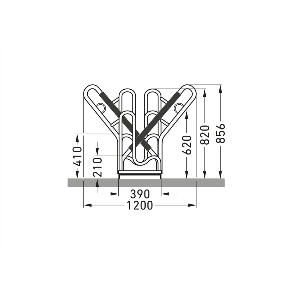 Produktabbildung Nr. 6: Parc à vélos wsm® 4700 XBF, implantation libre, galvanisé à chaud, bilatéral, 12 places, écart entre les roues 540 mm
