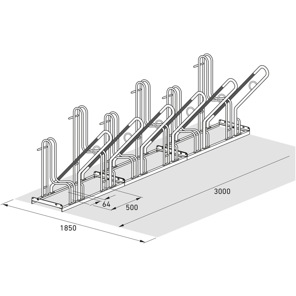 Productafbeelding nr. 7: Fietsenrek wsm® 4700 XBF, vrijstaand, thermisch verzinkt, 1-zijdige wielinzet, 6 plaatsen, wielafstand 500 mm