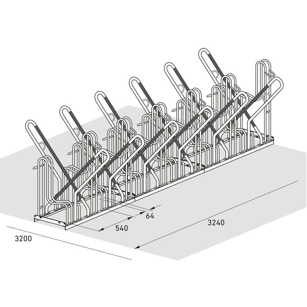 Produktabbildung Nr. 7: Parc à vélos wsm® 4700 XBF, implantation libre, galvanisé à chaud, bilatéral, 12 places, écart entre les roues 540 mm