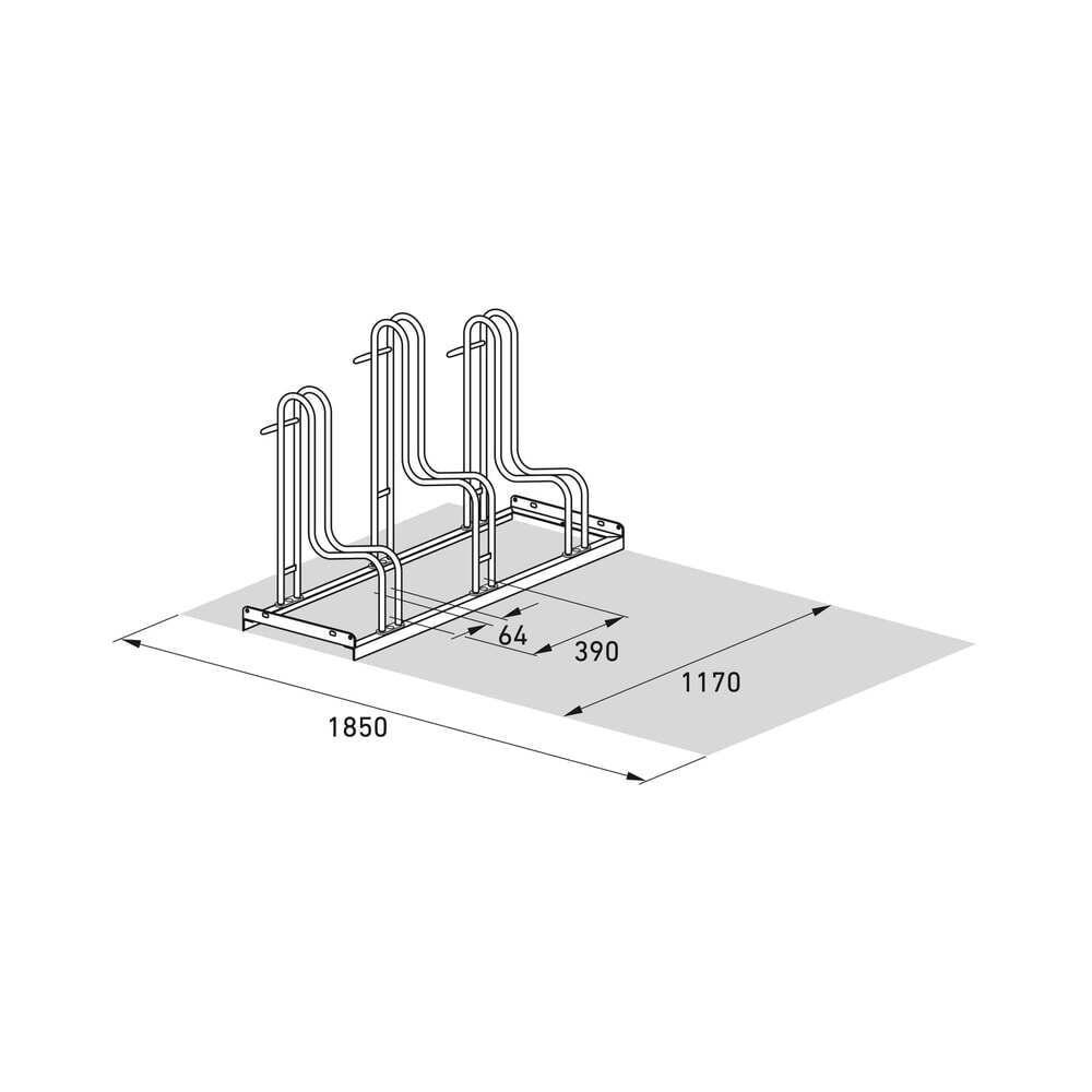 Produktabbildung Nr. 7: Staand fietsenrek wsm® 4000 BR, 1-zijdig, thermisch verzinkt, wielafstand 390 mm, 3 plaatsen