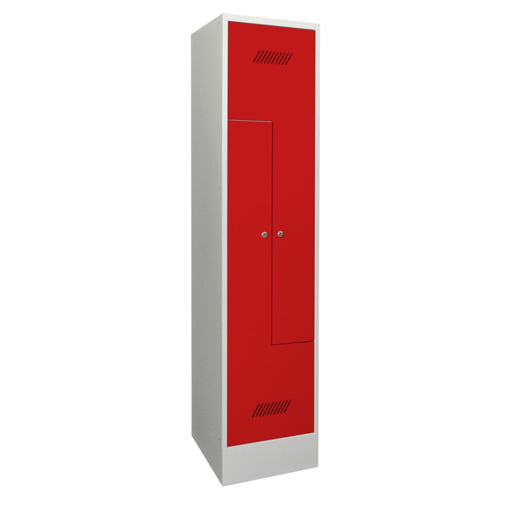 Produktabbildung Nr. 1: Z-garderobekast PAVOY, 2 compartimenten, hxbxd 1.850 x 430 x 500 mm, vuurrood, lichtgrijs