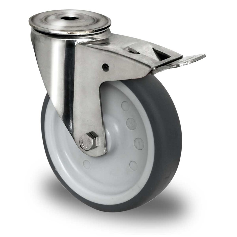 Product afbeelding: Zwenkwiel boutgat met volledige vastzetrem ø 100 mm serie P2W2 glijlager roestvrij staal